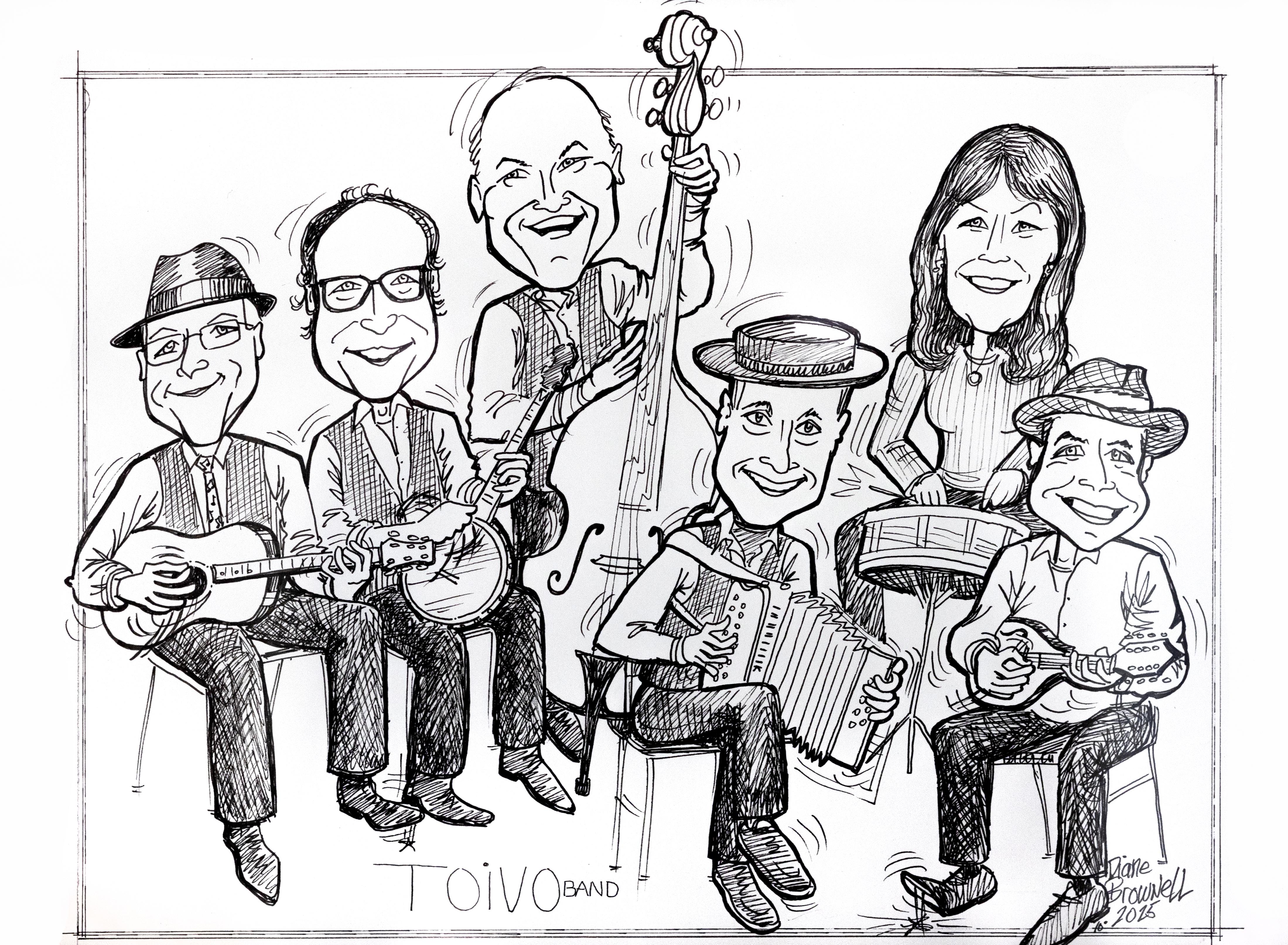 Band caricature by Diane Brownell